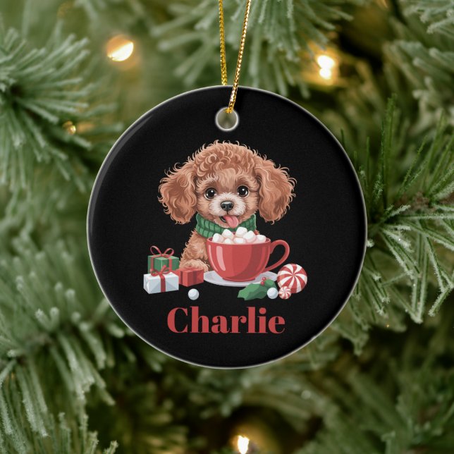 Personalised Name Toy Poodle Dog Lover Christmas  Ceramic Tree Decoration (Tree)