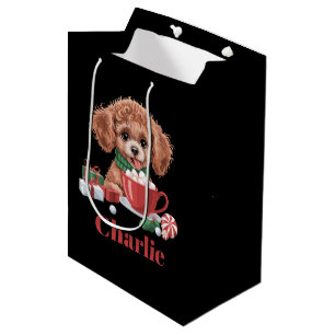 Personalised Name Toy Poodle Dog Lover Christmas Medium Gift Bag
