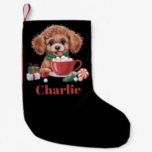 Personalised Name Toy Poodle Dog Lover Christmas  Small Christmas Stocking