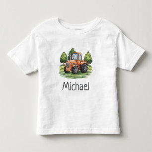Personalised Name Tractor Farm Watercolor Toddler T-Shirt