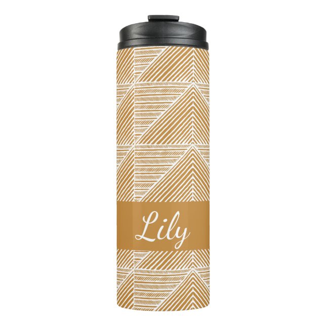Personalised Name Travel Modern Boho Geometric Thermal Tumbler (Front)