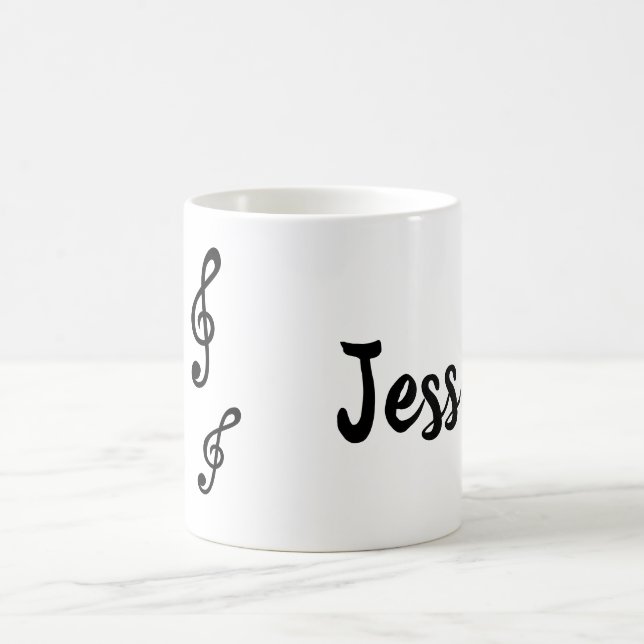Personalised Name Treble Clefs Musical Notes Music Coffee Mug (Center)