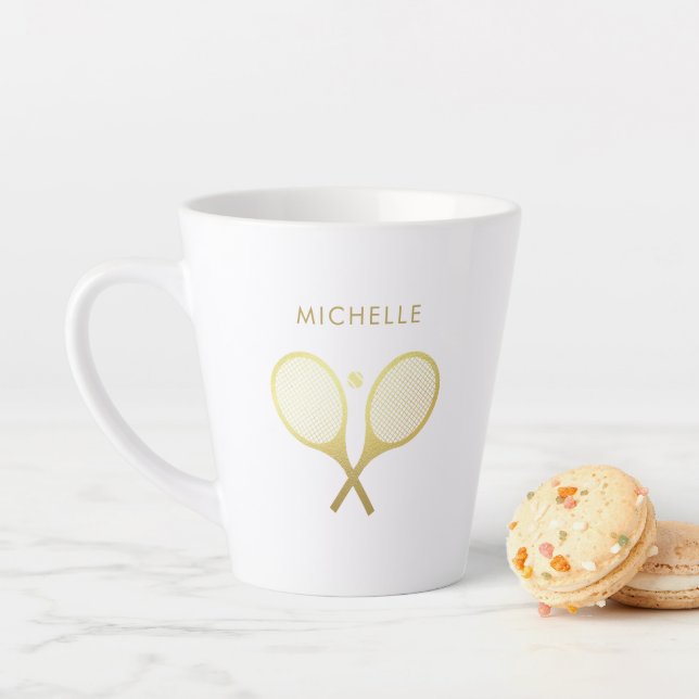 Personalised Name Trendy Tennis  Latte Mug (In Situ)