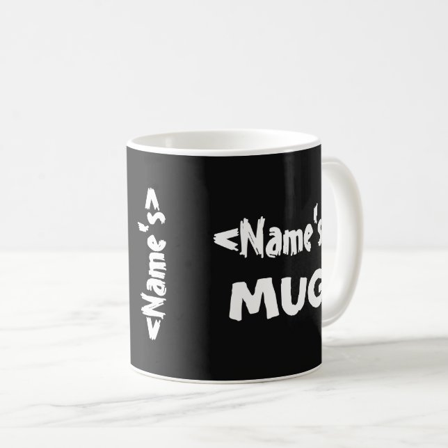 Personalised Name Trio Black White Coffee Mug (Front Right)