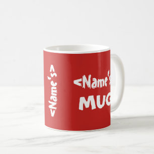 Personalised Name Trio Red White Coffee Mug