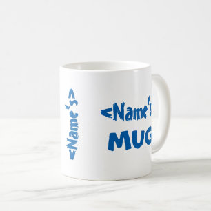 Personalised Name Trio White Blue Coffee Mug