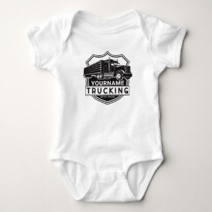 Personalised NAME Trucking Big Rig Semi Trucker   Baby Bodysuit