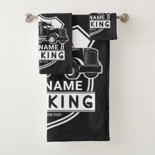 Personalised NAME Trucking Big Rig Semi Trucker   Bath Towel Set
