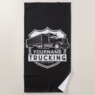 Personalised NAME Trucking Big Rig Semi Trucker  Beach Towel