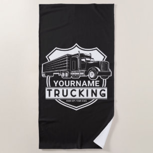Personalised NAME Trucking Big Rig Semi Trucker  Beach Towel