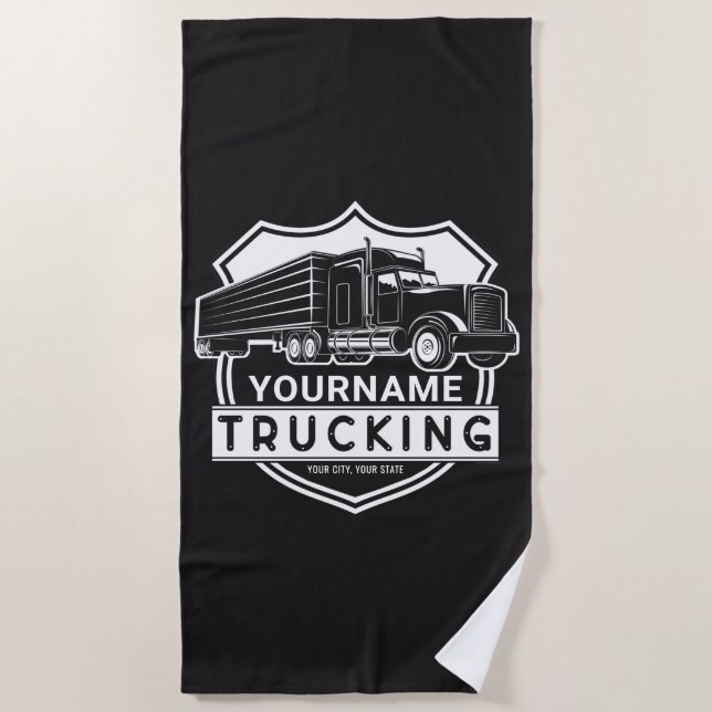 Personalised NAME Trucking Big Rig Semi Trucker  Beach Towel (Front)