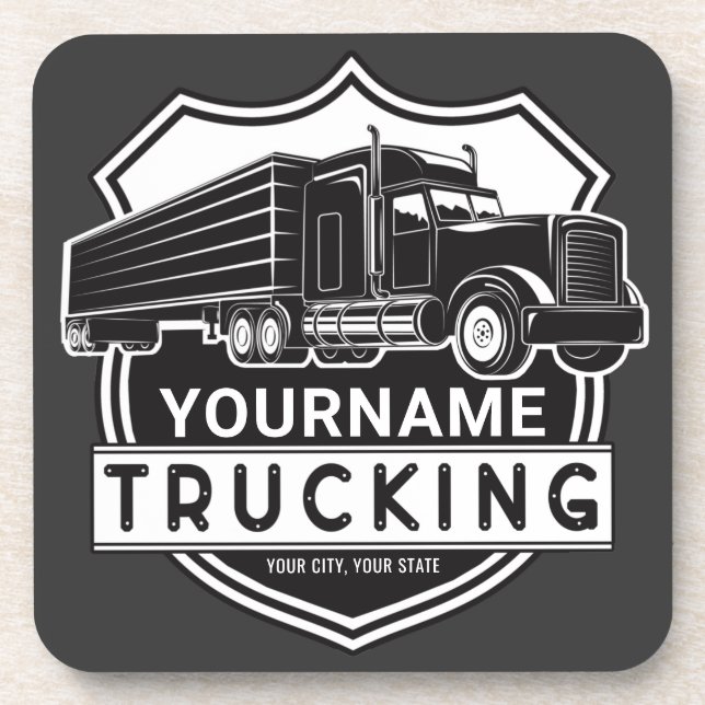 Personalised NAME Trucking Big Rig Semi Trucker  Coaster (Front)