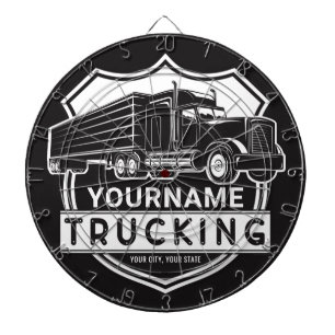 Personalised NAME Trucking Big Rig Semi Trucker   Dartboard