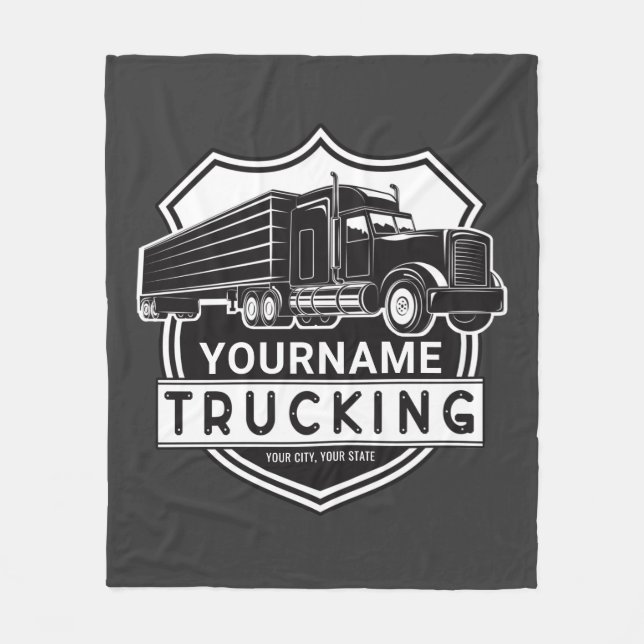 Personalised NAME Trucking Big Rig Semi Trucker   Fleece Blanket (Front)