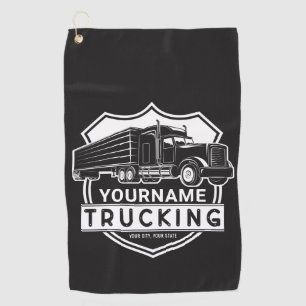 Personalised NAME Trucking Big Rig Semi Trucker  Golf Towel