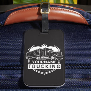 Personalised NAME Trucking Big Rig Semi Trucker  Luggage Tag
