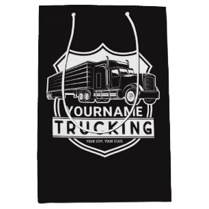 Personalised NAME Trucking Big Rig Semi Trucker   Medium Gift Bag