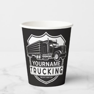 Personalised NAME Trucking Big Rig Semi Trucker   Paper Cups