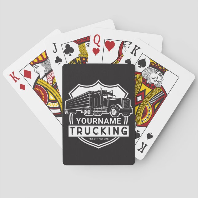 Personalised NAME Trucking Big Rig Semi Trucker   Playing Cards (Back)