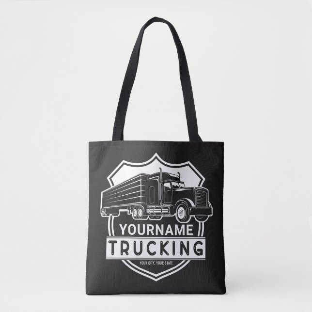 Personalised NAME Trucking Big Rig Semi Trucker   Tote Bag (Front)