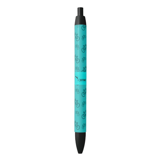 Personalised name turquoise bicycles black ink pen (Front Vertical)