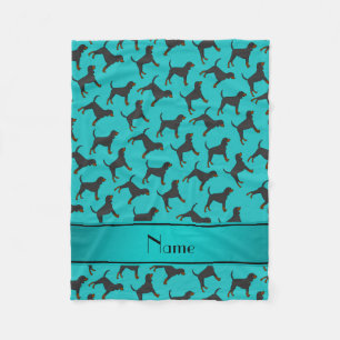 Personalised name turquoise black tan coonhounds fleece blanket