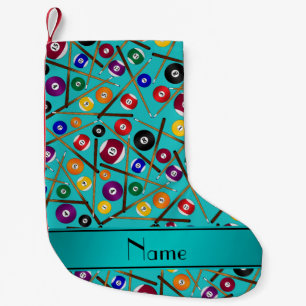 Personalised name turquoise colourful pool pattern small christmas stocking