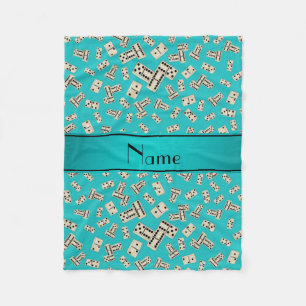 Personalised name turquoise dominos fleece blanket