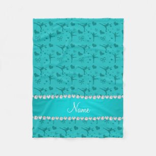 Personalised name turquoise figure skating fleece blanket