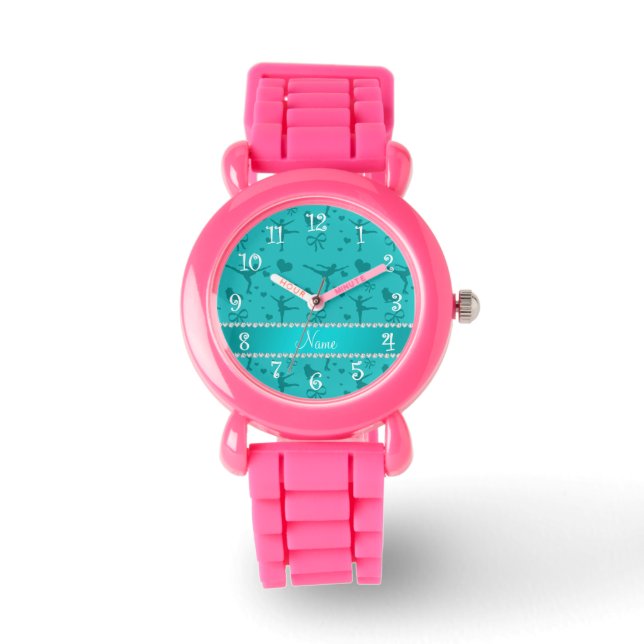 Personalised name turquoise figure skating watch (Front)