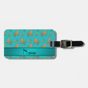 Personalised name turquoise Norwich Terrier dogs Luggage Tag