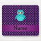 Personalised name turquoise owl purple diamonds