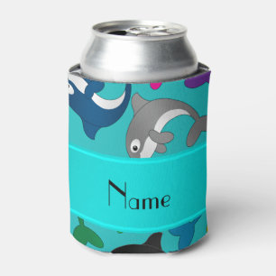 Personalised name turquoise rainbow killer whales can cooler