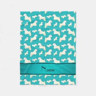 Personalised name turquoise Sealyham Terrier dogs Fleece Blanket
