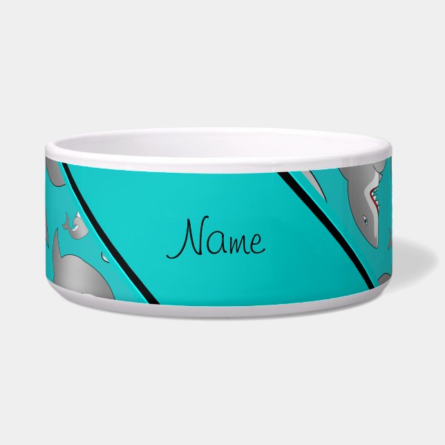 Personalised name turquoise shark pattern (Front)