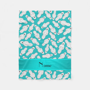 Personalised name turquoise spotted seal fleece blanket