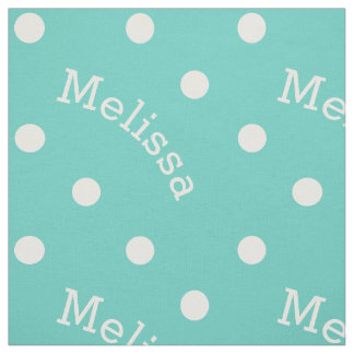 Personalised Name Turquoise Teal Blue Polka Dot Fabric