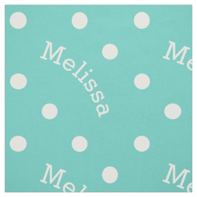 Personalised Name Turquoise Teal Blue Polka Dot Fabric (Swatch)