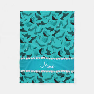 Personalised name turquoise women's shoes pattern fleece blanket