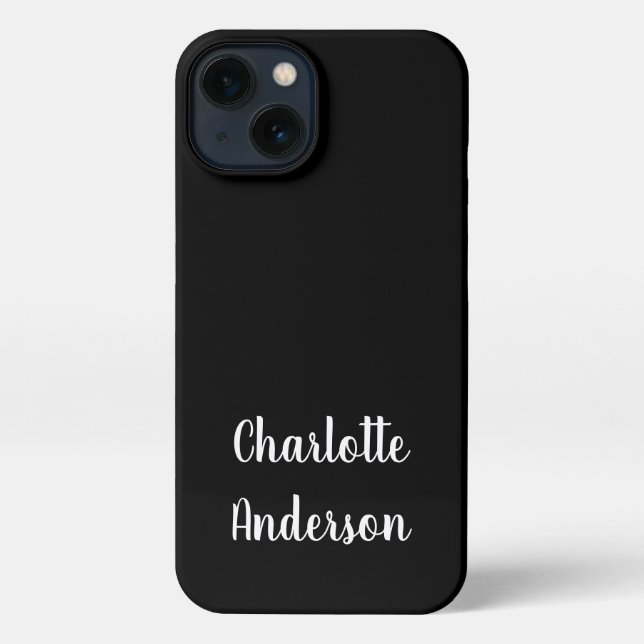 Personalised Name Typography Black and White iPhone Case (Back)
