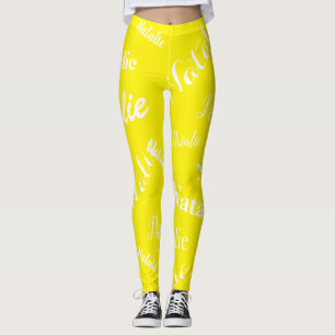 Personalised Name Typography Font Bright Yellow Leggings