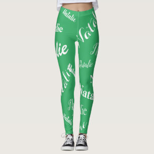Personalised Name Typography Font Sea Green Leggings