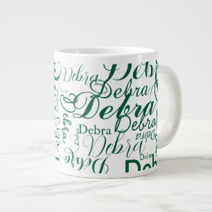Personalised Name Typography green pattern Large Coffee Mug