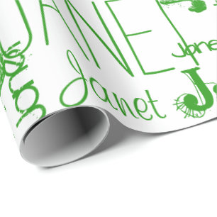 Personalised Name Typography Green Wrapping Paper