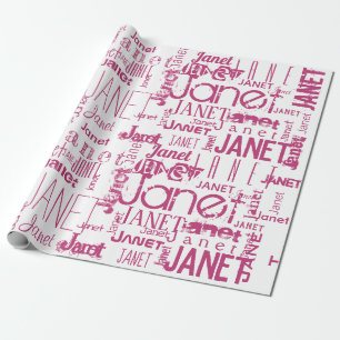 Personalised Name Typography Pink Text Word Cloud Wrapping Paper