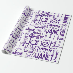 Personalised Name Typography Purple Wrapping Paper