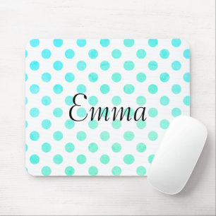 Personalised Name Typography Turquoise Polkadot Mouse Mat
