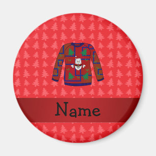 Personalised name ugly christmas sweater magnet