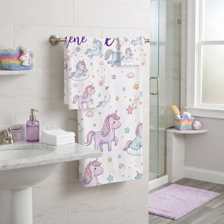 Personalised Name Unicorn  Bath Towel Set
