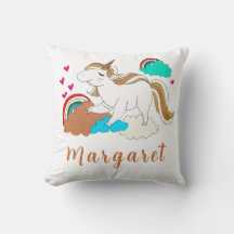 Personalised Name Unicorn birthday Throw Pillow